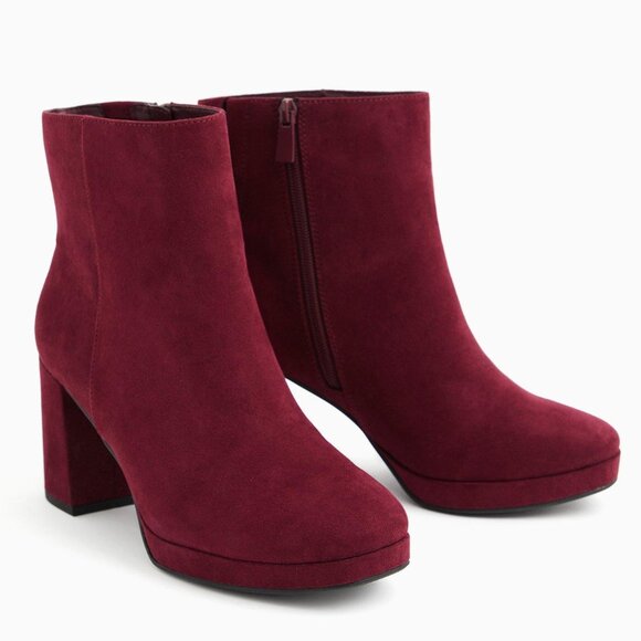 torrid Shoes - Burgundy Faux Suede Platform Bootie (WW) size 11